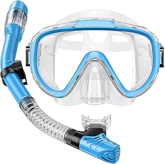 Seovediary Snorkel Set Adults Snorkeling Gear Anti-Fog Panoramic View Swim Mask Dry Top Snorkel Kit with Carry Bag for Snorkeling Scuba Diving Swimming Travel