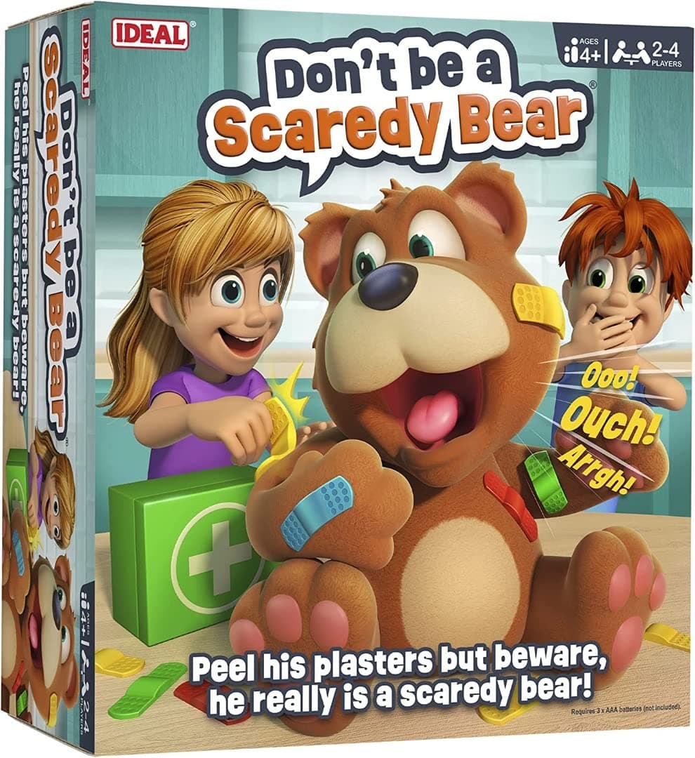 IDEAL | Don't be a Scaredy Bear: The plaster pulling teddy bear game- peel his plasters but beware, he really is a scaredy bear! | Kids Games | For 2-4 Players | Ages 4+