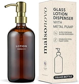MaisoNovo Soap Dispenser 1-Piece Set | 16.9oz Amber Bottles with Gold Stainless Steel Pump Core