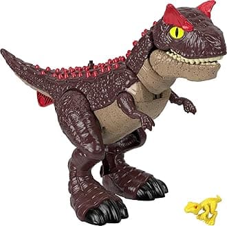 Imaginext Jurassic World Carnotaurus Horn Attack Dinosaur Toy 28cm Figure with Baby Raptor for Great Role Play HML42