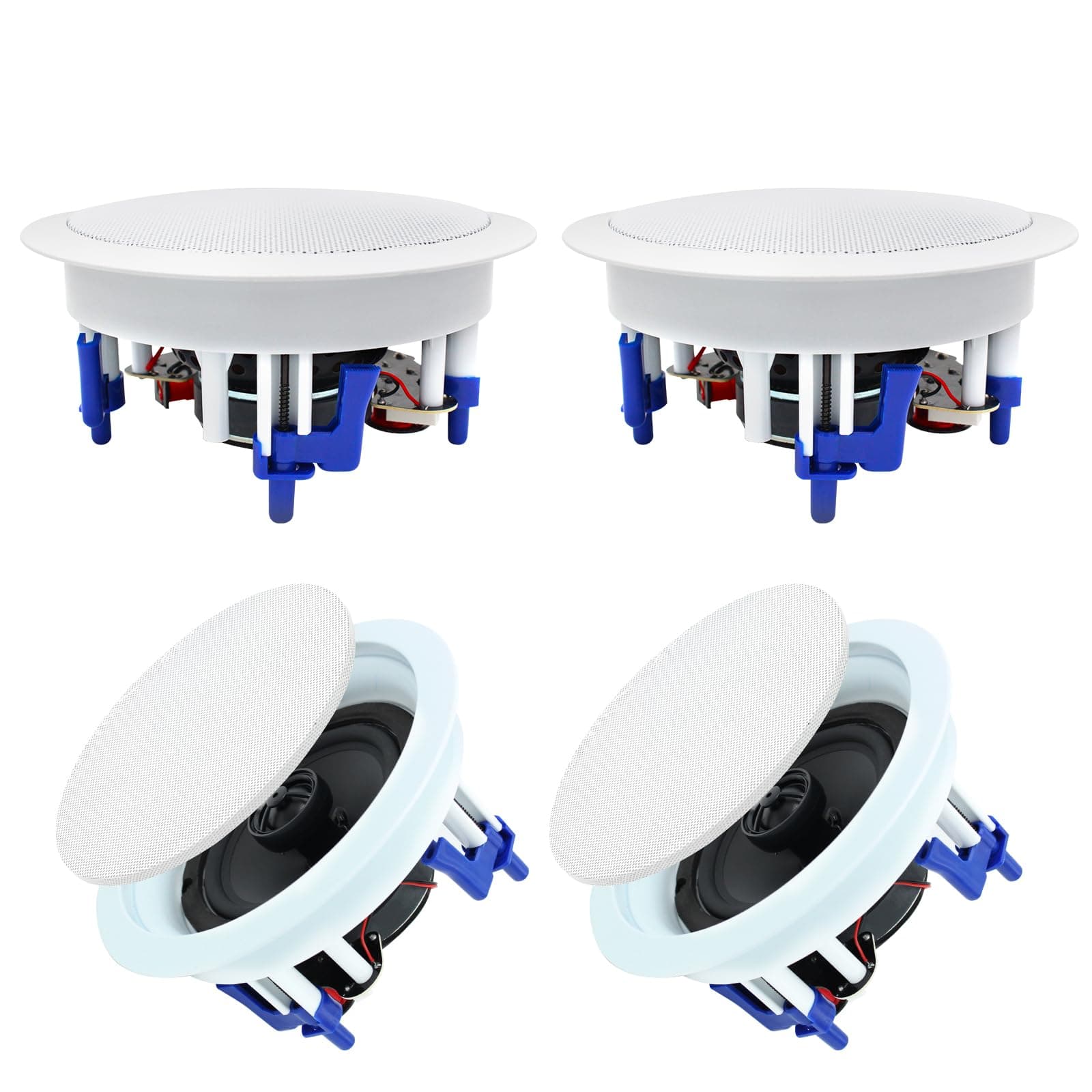Herdio 5.25” Flush Mount Bluetooth Ceiling Speaker System Max Power 600 Watts Great for Humid Indoor Outdoor, Kitchen,Bedroom,Home Theater,Covered Porches(4 Pcs)