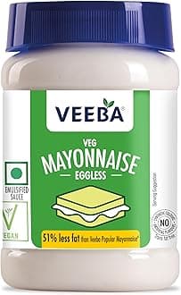 Veeba Eggless Mayonnaise (250g) I Veg Mayonnaise I 100% Vegetarian Mayo I Extra Creamy and Delicious I Rich and thick texture I Dip, Spread and Dunk