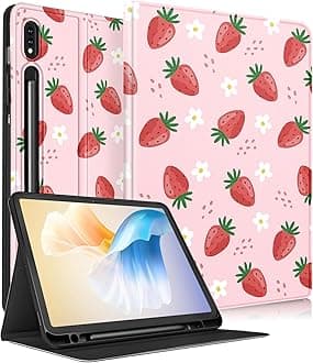for Samsung Galaxy Tab S8 Plus/ S7 Plus/ S7 FE Case 12.4 Inch Women Cute Girls Folio Girly Strawberry Pretty Aesthetic Cover for Samsung Tablet S8 Plus 2022/ S7 Plus 2021/ S7 FE 5G Cases