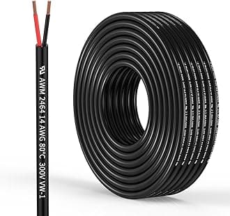 14 Gauge 2 Conductor Electrical Wire 14 AWG Wire Stranded PVC Cord Oxygen-Free Copper Cable 200FT/61M for Outdoor Lighting Automotive Battery Solar Panel (14/2AWG-200FT)