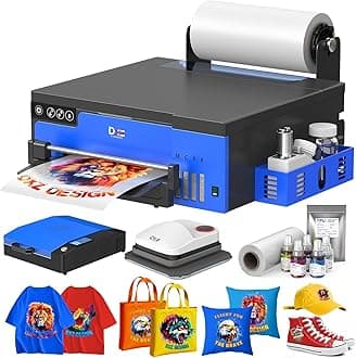 DXZ A4 DTF Printer with Roll Feeder-XP600 Doubled Printing Speed Compared to L1800 and L805,Built-in White Stirring System for DIY T-Shirt(Printer+ Oven + Heat Press)