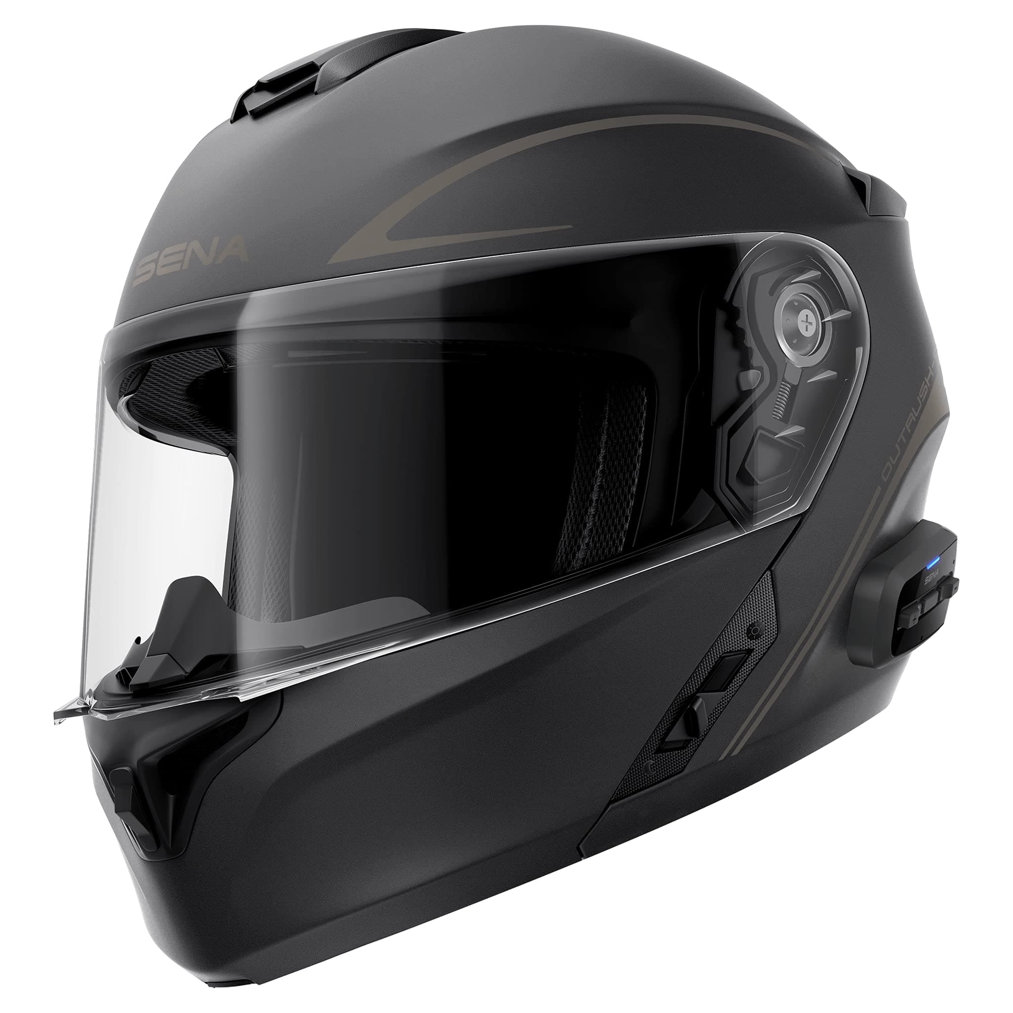 Sena Outrush R Bluetooth Modular Motorcycle Helmet with Intercom System (Matte Black, Large)