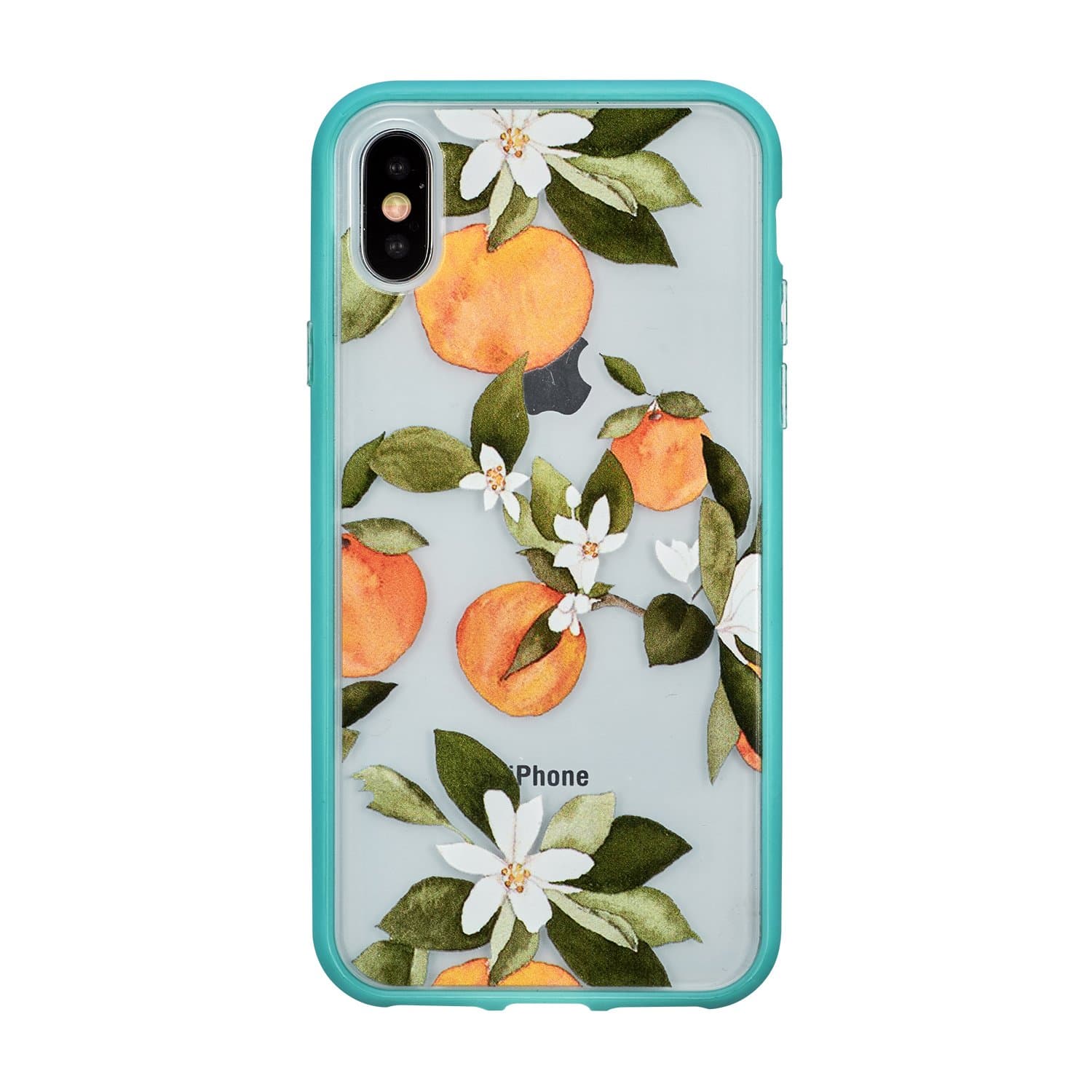 iPhone X Case, CTUNES Translucent Plastic Hard Back Plate Soft TPU Bumper Case Tropical Palm Tree Leaves Fruit Plants Design Printed Mint Frame Cover Case for iPhone 10 / iPhone X 5.8" - Citrus