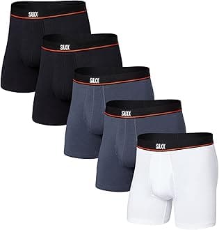 SAXX Underwear Co.Men's Non-Stop Stretch Cotton Boxer Brief Fly Pack of 5 with Built-in Pouch Support, Core