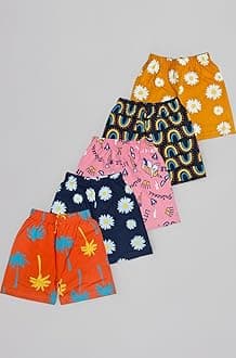 T2F Girls Cotton Printed Shorts(Pack of 5)