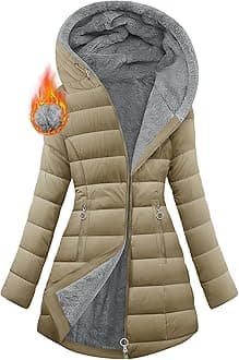 HEEKPEK Women's Winter Warm Puffer Coats Fleece Hood Zipper Long Jackets Slim Fit Drawstring Thicken Overcoats with Pockets