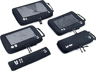 ECOHUB 5 Set Compression Packing Cubes for Suitcases Organiser Bags Travel Accessories with Shoes Bag Tear-resistant Travel Cubes with ID Tag Expandable Packing Bags(Dark blue)