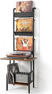 Record Player Stand with Vinyl Storage, Record Player Table with Vinyl Record Storage up to 200 Albums, Turntable Stand with Record Holder Display Shelf, Record Player Cabinet Organizer Rack