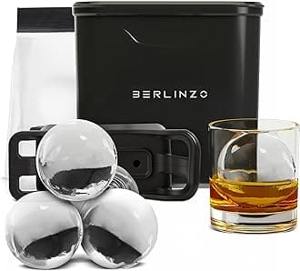 Berlinzo Premium Clear Ice Ball Maker Mold - 2 Large 2.4" Crystal Clear Ice Balls for Whiskey, Cocktails & Bourbon, Easy-to-Remove Ice Sphere Mold - Storage Bag Included (Non-Electric)