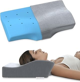 MY ARMOR Cervical Pillow for Neck Pain and Shoulder Pain, Spondylitis Neck, Orthopedic Memory Foam Pillow for Sleeping, Standard Size - 2 & 4 Inch Dual Height, with Washable Grey Velvet Cover