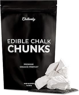 Chalkovsky Edible Chalk Chunks - Natural Chalk for Eating - Crunchy Belgorod Chalk Chunks - Russian Organic Chalk for Bone Strength - Zero Additives, No Impurities - White 207ml (200g)