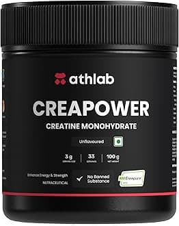 (by Nutrabay) CreaPower Micronized Creatine Monohydrate Powder - 100g | 100% Creapure® from Germany | NABL Lab Tested | 3g Creatine/Serving | Increases Muscle Mass, Strength, & Power