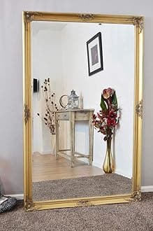 MirrorOutlet X Large Gold Antique Bevelled Dressing Wall Mirror 5Ft6 X 3Ft6 (168cm X 107cm)