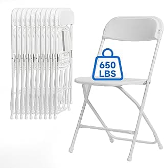 60 PCS Plastic Folding Chair, Portable Commercial Chair, 650 LB Capacity Premium Plastic Folding Chairs, Folding Chair for Wedding Party Outdoor Indoor, Stackable Folding Chairs White