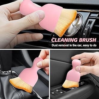 Ouzorp Car Interior Dust Brush, Car Detailing Brush, Soft Bristles Detailing Brush Dusting Tool for Automotive Dashboard, Air Conditioner Vents, Leather, Computer,Scratch Free（Pink）