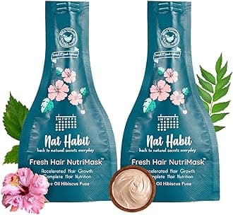 Five Oil Hibiscus NutriMask-Hair Mask For Hair Growth, Conditioning, Smoothening, Dry & Frizzy Hair Enriched with Hibiscus Flowers, Hibiscus, Neem, Curry Leaves (Pack of 2 x 40gm)