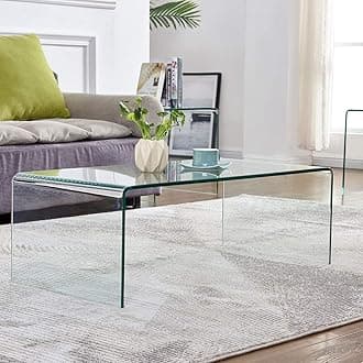 Glass Coffee Table for Living Room Tempered Glass Modern Coffee Table Small Coffee Table (Clear-L)