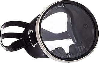 Scuba Choice Spearfishing Free Dive Mask - Classic Rubber with Tempered Glass Lenses | Oval Shape Stainless Steel Frame for Enhanced Visibility & Comfort, Perfect Underwater Adventures - Black