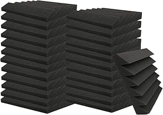 24 Pack Acoustic Foam Panels Studio Soundproofing Wedges 12"x12"x1" Noise Dampening Sound Insulation for Home Ceiling, Black