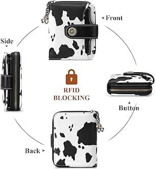 SENDEFN Women's Small Wallet, Women's Genuine Leather, with Coin Compartment, Small Zip, Wallet, Card Holder with RFID Blocker, Da-Milky White, Classic