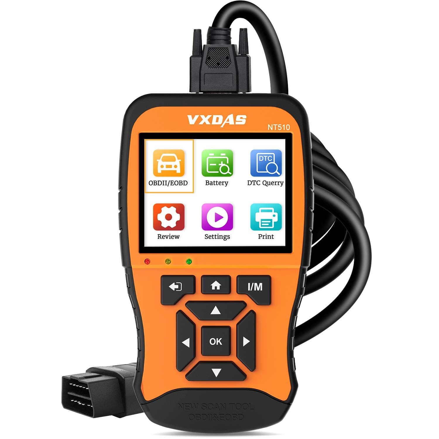 VXDAS NT510 OBD2 Scanner Enhanced OBDII Code Reader with Battery Tester Car Diagnostic Scan Tool Check Engine Light Vehicle Mode 6/8 Analyze