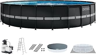 INTEX Ultra XTR 24 ft x 52 in Above Ground Pool Set, Round Swimming Pool with Steel Frame, 2100 GPH Sand Filter Pump, Ladder, Cover, & Ground Cloth
