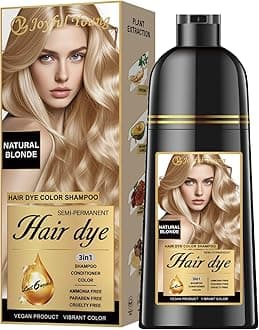 Joyful Young Hair Dye Shampoo 3-in-1, Natural Blonde Semi-Permanent Gray Hair Coverage, Color Depositing Shampoo for Women & Men, Vegan, Ammonia-Free