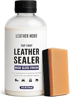 Leather Hero Top Coat – Leather Sealant & Protective Finish for Dye, Paint, Car Seats, Shoes & More – Scratch-Resistant Color Restorer with Applicator – 4oz (High Gloss Finish)