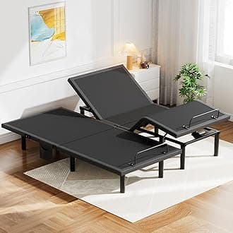 Pipishell Split King Adjustable Bed Frame, Electric Bed Base with Head & Foot Incline, USB-A & USB-C Ports, LED Under-Bed Lighting, 4 Leg Height Options, and Easy 3-Step Assembly
