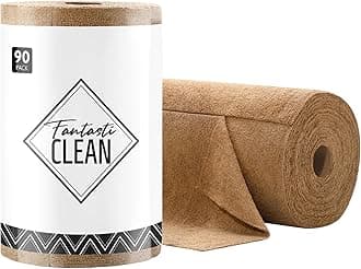 Fantasticlean Microfiber Cleaning Cloth Roll -90 Pack, Tear Away Towels, 12" x 12", Reusable Washable Rags (Tan)