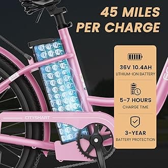 MOONCOOL Electric Bike for Adults, 700W Peak Power 7 Speed Step Through Electric Cruiser Bike, 40 Miles Electric Bicycle with 36V 10.4Ah Battery, Aluminum Frame City Commuter E Bikes for Women, Men