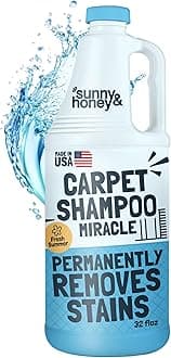 Sunny & Honey Carpet Cleaner Solution - Rug Shampoo & Upholstery Cleaning Solution - Pet Surface Odor Eliminator & Pet Stain Remover (32 fl oz, Fresh Summer Scent)