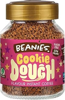 Beanies Instant Coffee Flavoured 50g, Freeze-Dried Granules, Quick & Easy to Brew, Nut-Free, Premium Taste,Rich in Flavour, Low-Calorie, Sugar-Free (50g, Cookie dough)
