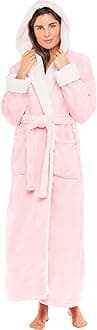 Alexander Del RossaSherpa Robes for Women Long, Womens Robes Long Hooded Bathrobes for Women, Plus Size Robe