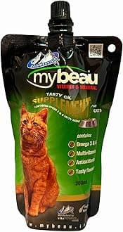Palamountains My Beau for Cats – Omega 3 & 6, Essential Vitamins – Enhances Skin, Coat, Immunity, Digestion & Reduces Fur Balls – High Absorption & Palatable Formula (300ml)