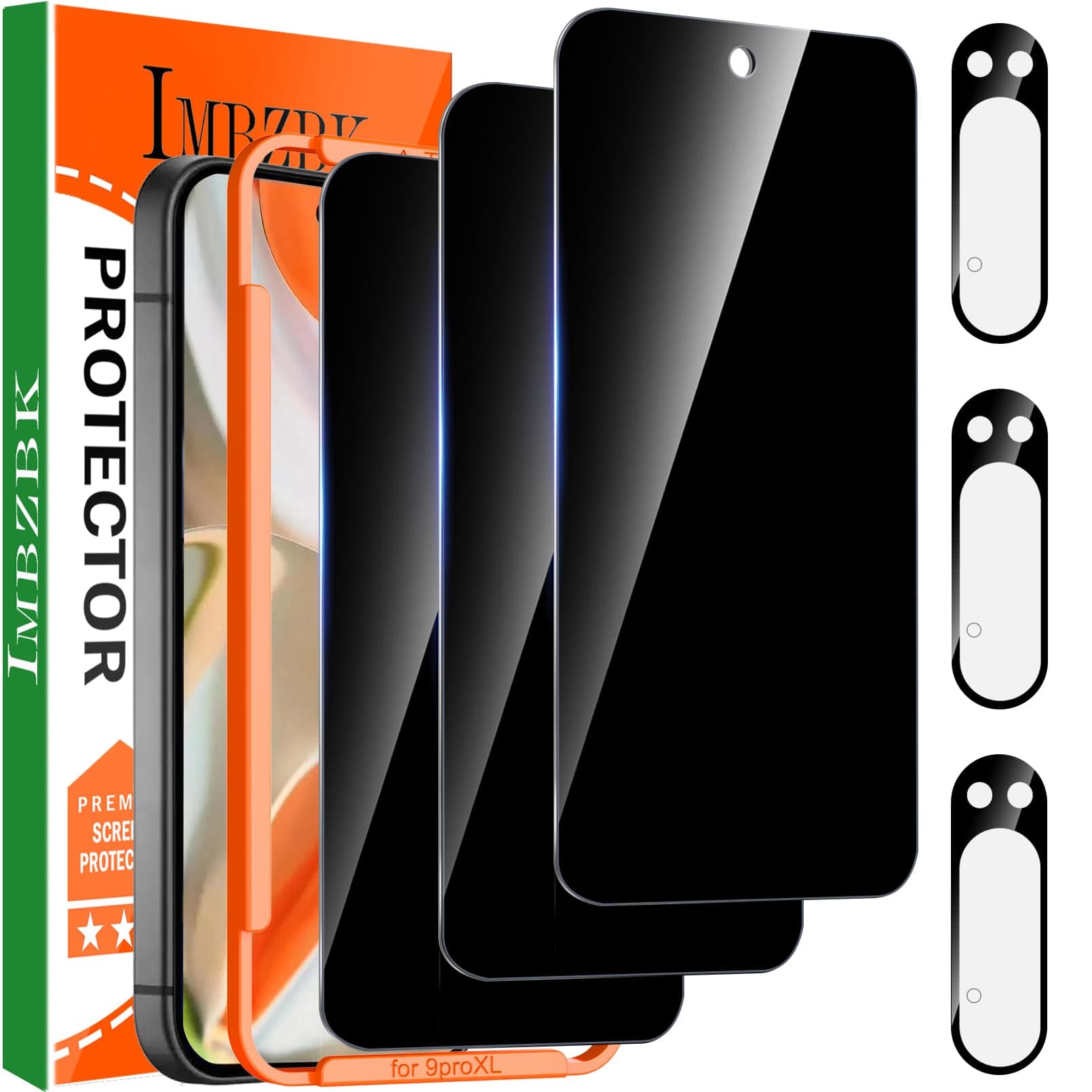 IMBZBK 3 Pack Privacy Screen Protector for Google Pixel 9 Pro XL Tempered Glass Accessories 3 Pack Camera Lens Protector, Anti Spy Case Friendly Protector de Pantalla for Pixel 9 Pro XL