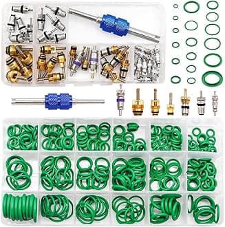 Car A/C Repair Kit - O-Ring Set + AC Valve Cores | Fix Air Conditioning | + Removal & Install Tool | R12 & R134a | - Also for Tire Valve Stems!