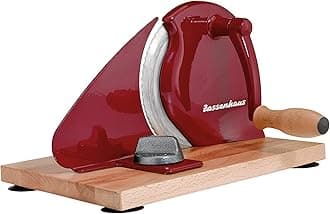 Zassenhaus Original Classic Adjustable Bread Slicer for Uniform Slices - Bread Slicer for Homemade Bread - 18/8 Stainless Steel Blade Sourdough Cutter - Red, 11.75" x 8"