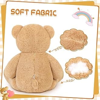 Giant Teddy Bear 55" Stuffed Animals Plush Toy, Cute Life Size Big Soft Bear for Boy Girl Birthday Valentine Mother's Day, 7 LBs, 140 CM, Lihgt Brown