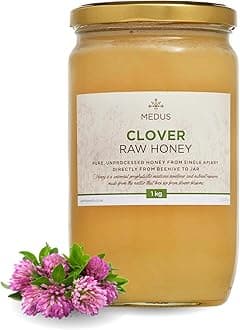 Clover Raw Honey - 1kg - Pure, Unpasteurised and Unfiltered - Natural Sweetener for Cooking, Coffee, Tea, Juice, Drinks, Food