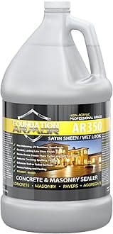 Armor AR350 Low Gloss Wet Look Concrete Sealer 1 Gallon - Professional Grade Color Enhancing Solvent Based Acrylic Sealer for Exterior Concrete and Pavers - 350 VOC