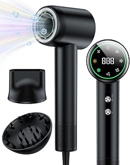 Hair Dryer,160000 RPM Brushless Motor Blow Dryer, 200 Million Negative Ionic, Low Noise Thermo-Control Professional Hair Dryer with Diffuser and Nozzle,Portable Hair Blow Dryer for Home Travel