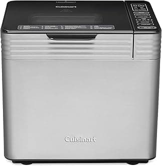 Cuisinart Bread Maker Machine, Stainless Steel Convection Bread Machine with 16 Menu Options, 3 Loaf Sizes Up to 2 Lb., 3 Crust Colors, Includes Measuring Cup, Spoon & Kneading Hook, CBK-210