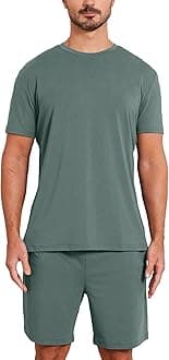 netdraw Men's Ultra Soft Bamboo Viscose Pajama Sets Lightweight Comfy Lounge Sleep Short Sleeve Pjs Sleepwear