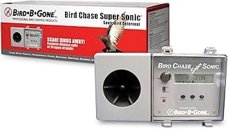 Bird B Gone - Bird Chase Super Sonic - Outdoor Sound Repellent - Scares Away Birds - Durable Weather Resistant Design - for Large Open Outside Spaces - Programmable Device - Up to 1 Acre Coverage