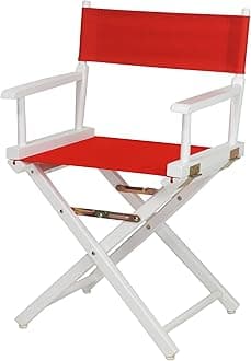 Casual Home Director Chair, White Frame-Solid Wood, 18 Inch
